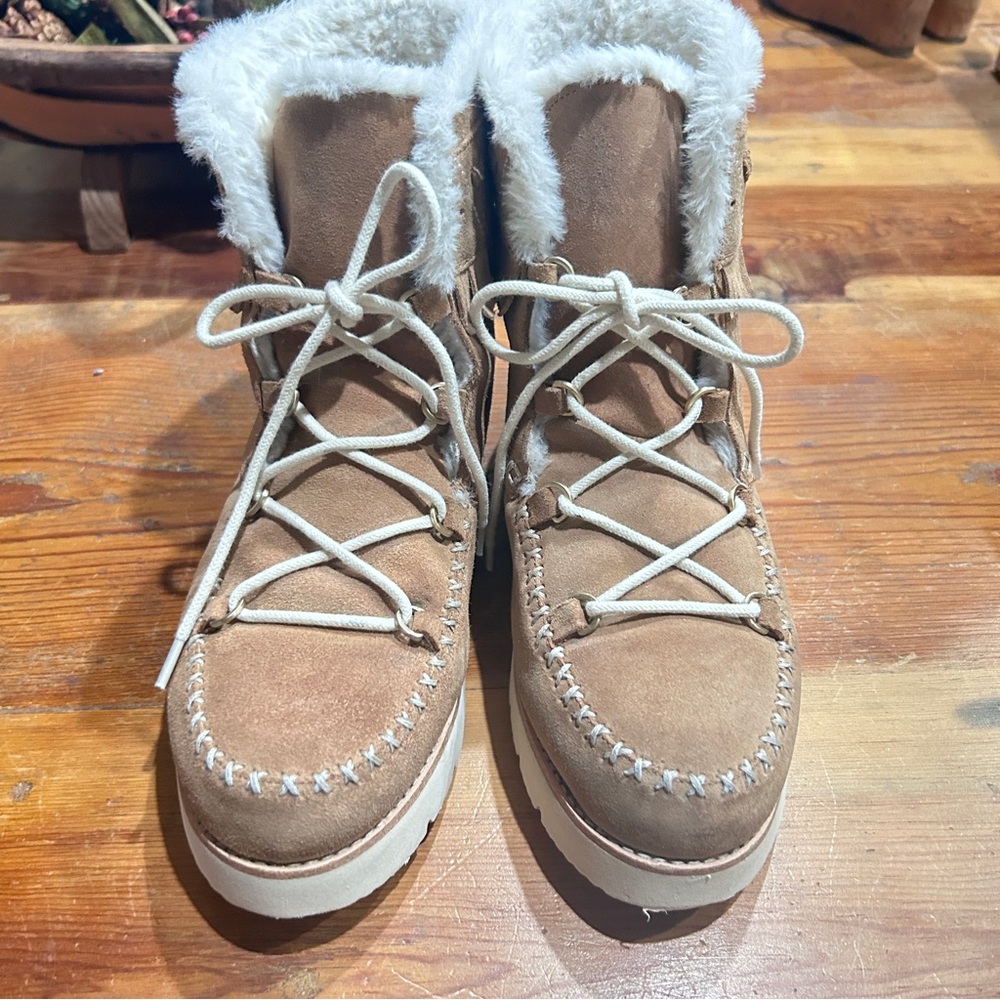 Jack Rogers Tan Ankle Boots with Cream Laces